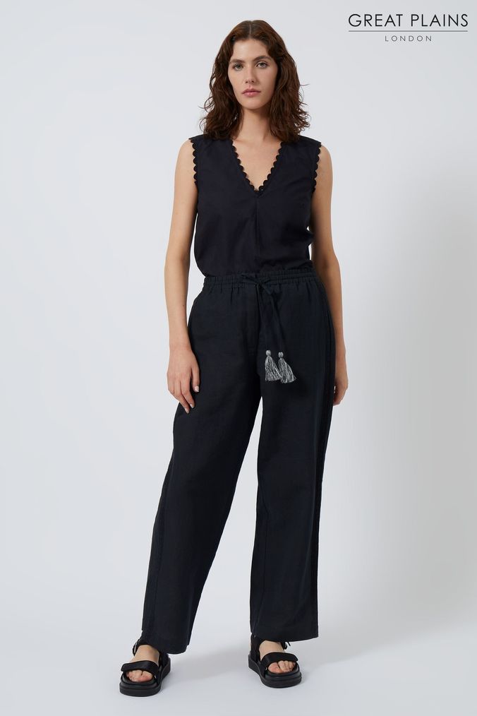Women's drawstring cotton trousers on sale uk