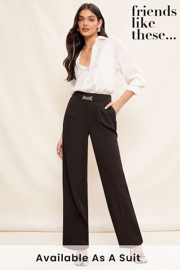 Friends Like These Black Chain Detail Wide Leg Tailored Trousers (K46174) | £38