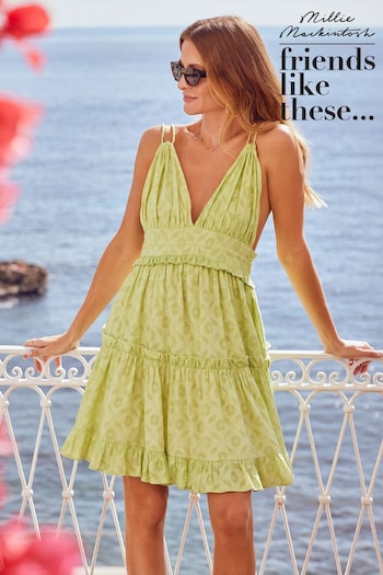 Friends Like These Green Strappy Swing Dress (K46278) | £40
