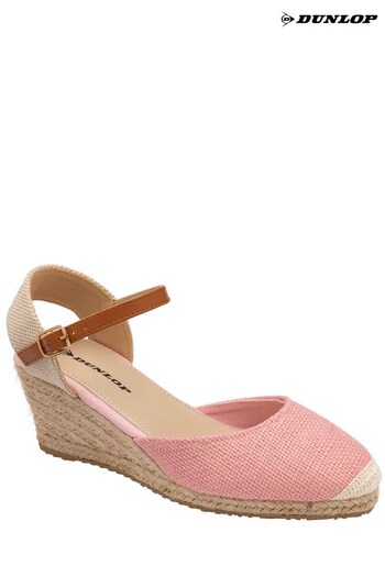Dunlop Pink Wedge Sole Espadrille Sandal With Shimmer Upper (K46726) | £40