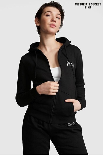 Victoria's Secret PINK Pure Black Fleece ZipUp Everyday Hoodie (K46777) | £39