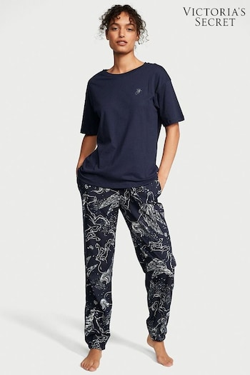 Victoria's Secret Noir Navy Blue Pegasus Long Cuffed Pyjamas (K46783) | £49