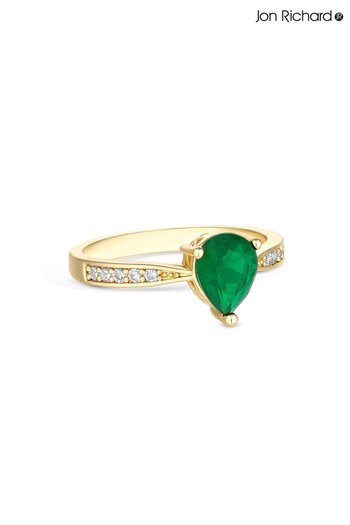 Jon Richard Gold & Emerald Green Cubic Zirconia Ring (K46834) | £25