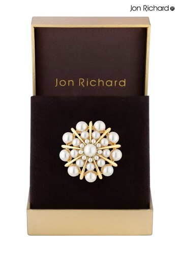Jon Richard Gold Plated Pearl Vintage Brooch - Gift Boxed (K46851) | £20