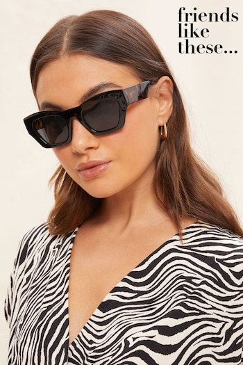 Tortoiseshell Prelude Sunglasses Black Hexagon Cateye Sunglasses (K46897) | £14