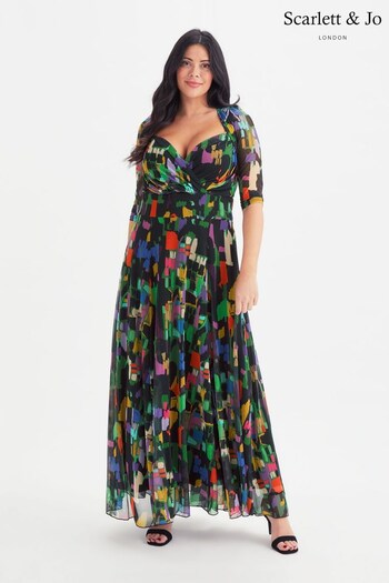 Scarlett & Jo Black Multi Elizabeth Mesh Maxi Dress (K47113) | £95