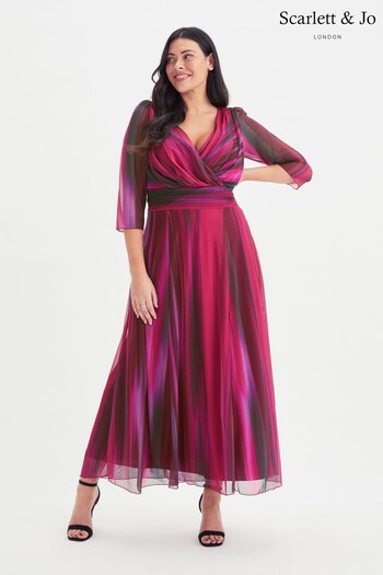 Scarlett & Jo Wine Berry Red Verity Wine Ikat Maxi Dress (K47123) | £95