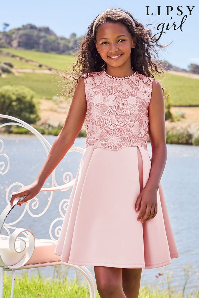 Buy Girls Dresses Pleated Lace Sleeveless Online Next UK