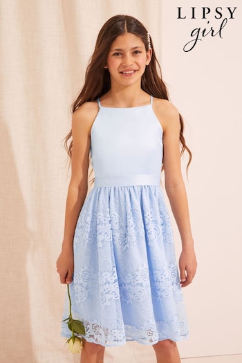 Lipsy Blue Lace Skirt Occasion Dress (K47136) | £45 - £53