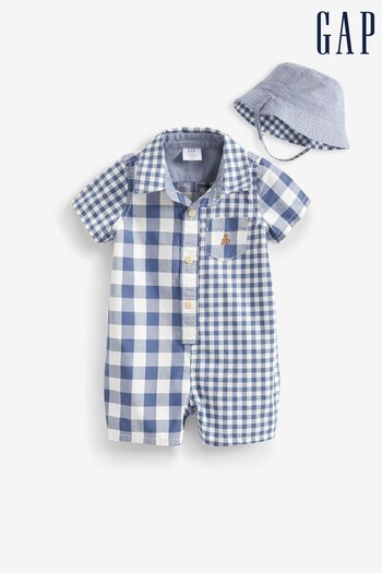 Gap Blue Romper Two Piece Baby Outfit Set (K47155) | £30