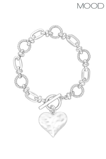 Mood Silver Molten Heart Ball Chain Bracelet (K47198) | £14