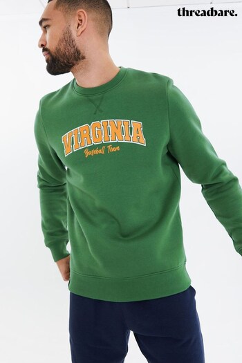 Threadbare Green Varsity Style Crew Neck Sweatshirt (K47222) | £24