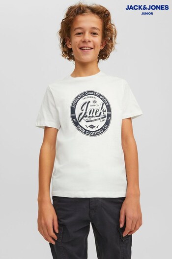 JACK & JONES JUNIOR White Large Logo T-Shirt (K47267) | £8