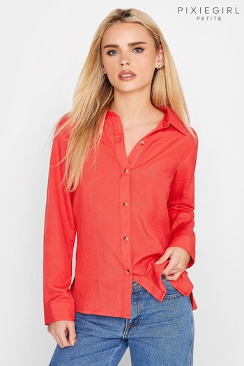 PixieGirl Petite Orange Full Sleeve Shirt With A Touch Of Linen (K47439) | £25