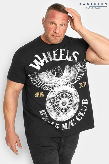 BadRhino Big & Tall Black Wheels Print T-Shirt (K47446) | £17