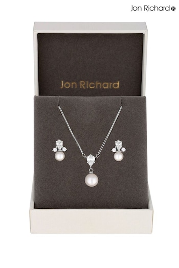 Jon Richard Silver Pearl Pendant And Earring Set - Gift Boxed (K47577) | £25