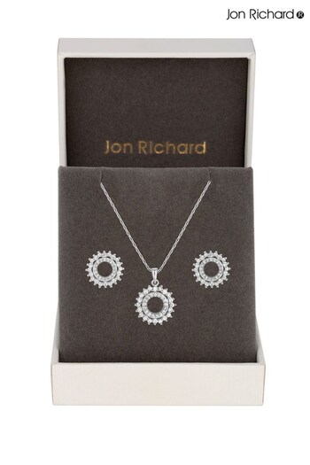 Jon Richard Silver Cubic Zirconia Open Pendant And Earring Set - Gift Boxed (K47602) | £30