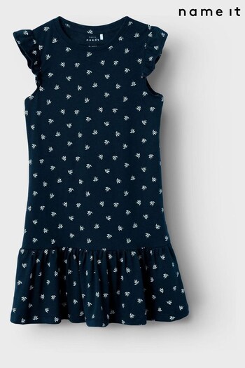 Name It Navy Flower Print Jersey Dress (K47651) | £10
