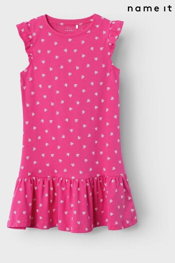 Name It Bright Pink Flower Print Jersey Dress (K47652) | £5