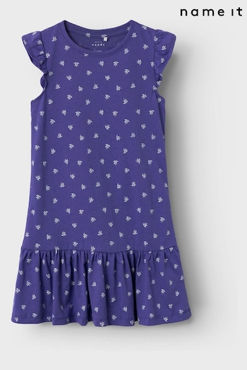 Name It Purple Flower Print Jersey Dress (K47653) | £10