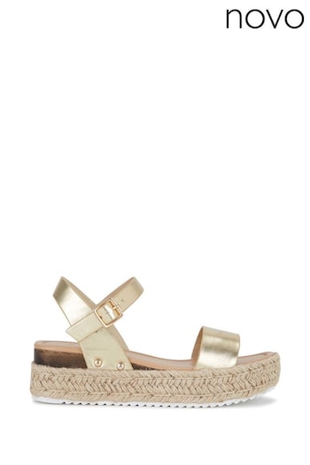 Novo Gold Samba Espadrille Flatfrom Sandal (K47692) | £34