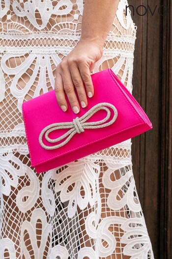 Novo Pink Alias Diamante Bow Clutch Bag (K47704) | £32