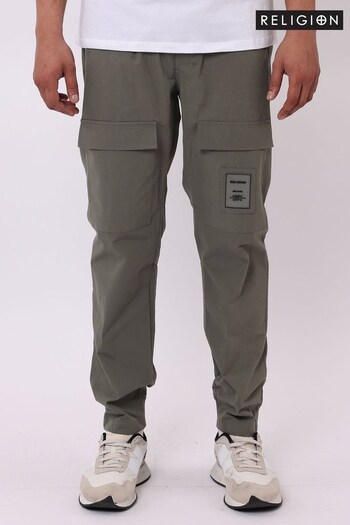 Religion Green Regular Fit Utility Pants With Flap Pockets (K47774) | £85