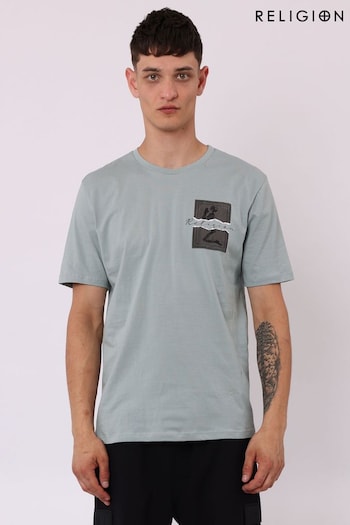 Religion Green Regular Fit T-Shirt With Chest Graphic (K47789) | £38