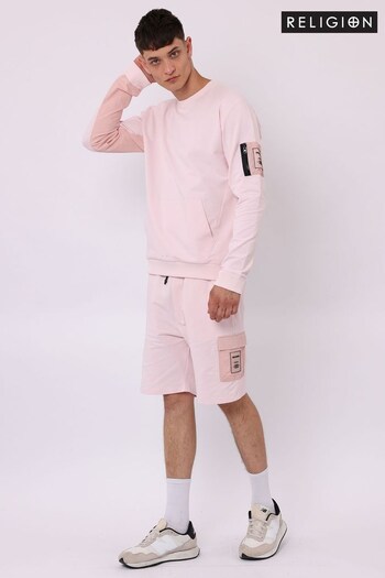 Religion Pink Regular Fit Sweatshirt With Pouch Pocket (K47802) | £70