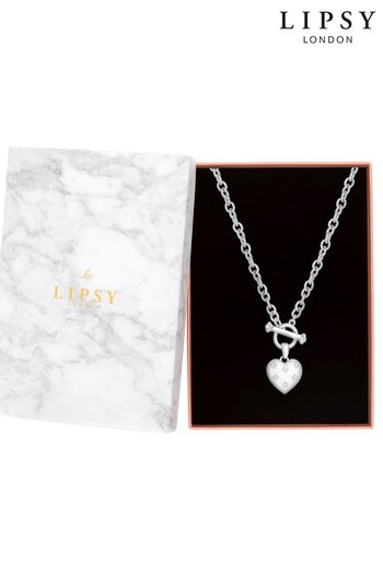 Lipsy Jewellery Silver Heart T Bar Necklace - Gift Boxed (K48007) | £20