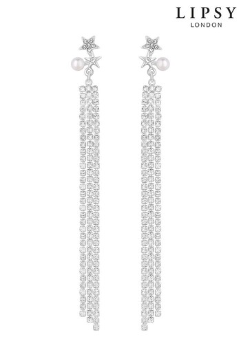 Lipsy Jewellery Silver Cupchain And Pearl Drop Earrings (K48010) | £16