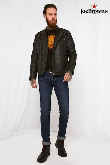 Joe Browns Black Very Vintage Leather Jacket (K48038) | £235