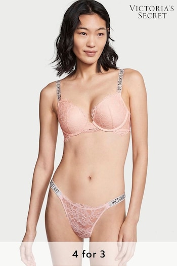 Victoria's Secret Purest Pink Shine Strap Lace Bikini Knickers (K48401) | £20