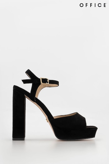 Office Black Wide FIt Hearty Square Toe Platform Block Heeled has Sandals (K48532) | £55