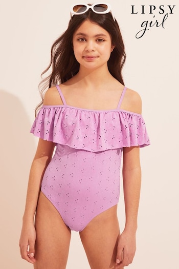 Lipsy Lilac Broderie Swimsuit (K48781) | £16 - £22