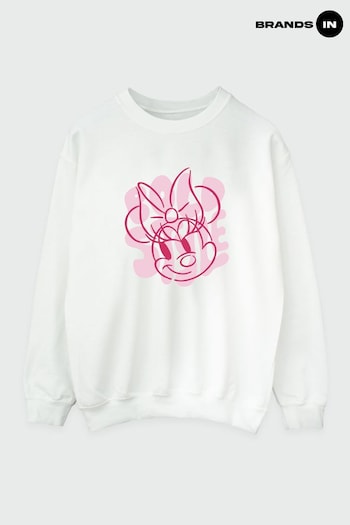 Brands In White Minnie Mouse Bold Style Womens White  Disney Sweatshirt (K48830) | £36.50