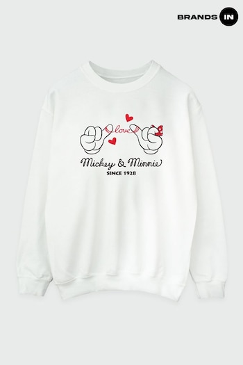 Brands In White Mickey Mouse Love Hands Women White  Disney Sweatshirt (K48832) | £36.50
