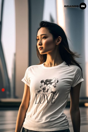Alanui In White Minnie And Mickey Mouse Love Women White  Disney T-Shirt (K48841) | £24