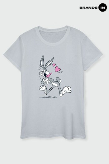 Brands In Grey Looney Tunes Bugs Bunny In Love Women Heather Grey T-Shirt (K48842) | £24