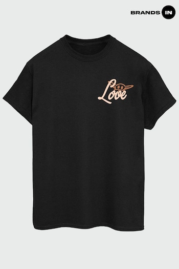 Brands In Black Star Wars Mandalorian Grogu Love Women Black Boyfriend Fit T-Shirt (K48843) | £23