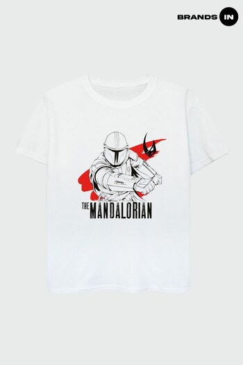 Brands In White Star Wars Mandalorian Mando Shoots Boys White T-Shirt (K48850) | £17.50