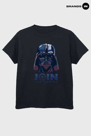 Brands In Black Star Wars Vader Join The Empire Boys Black T-Shirt (K48851) | £17.50