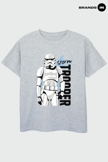 Brands In Grey Star Wars Storm Trooper Boys Heather Grey T-Shirt (K48852) | £18