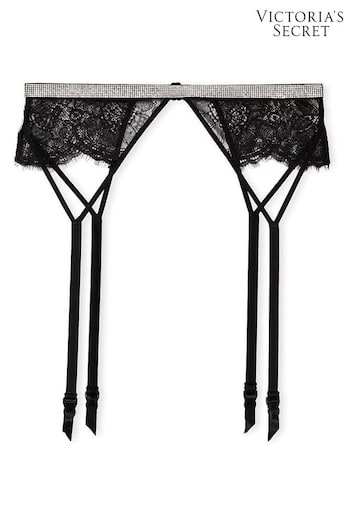 Victoria's Secret Black Shine Strap Lace Suspenders (K48932) | £45