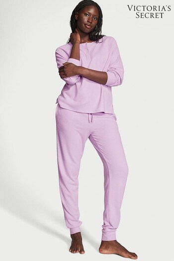 Victoria's Secret Silky Lilac Purple Waffle Long Pyjamas (K48935) | £49