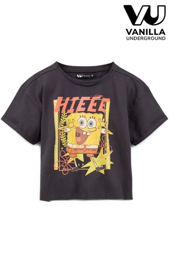 Vanilla Underground Grey SpongeBob SquarePants Cropped T-Shirt (K49271) | £18