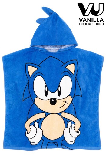 Vanilla Underground Blue Sonic The Hedgehog Character Towel Poncho (K49274) | £20