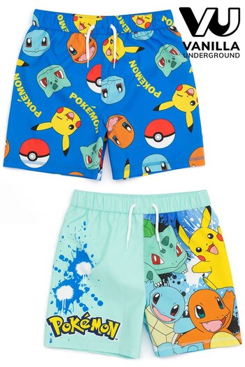 Vanilla Underground Blue Pokemon Boys Swim Shorts 2 Pack (K49276) | £22