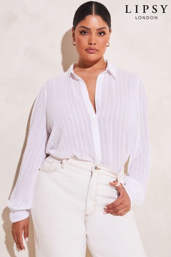 Lipsy White Curve Button Up Shirt (K49368) | £55
