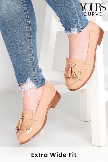 Yours Curve Nude Extra Wide Fit Wide Fit Patent Tassel Loafer (K49415) | £36